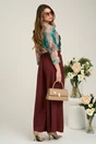 Pantaloni casual din viscoza bordo evazati