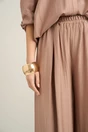 Pantaloni casual din viscoza maro evazati, 3, dyfashion.ro