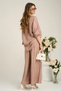Pantaloni casual din viscoza maro evazati, 2, dyfashion.ro