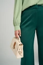 Pantaloni DY Fashion eleganti din satin verzi cu croi evazat