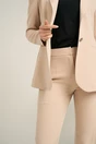 Pantaloni DY Fashion office din stofa bej cu dunga