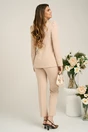 Pantaloni DY Fashion office din stofa bej cu dunga
