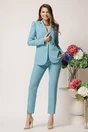Pantaloni DY Fashion office din stofa bleu cu dunga