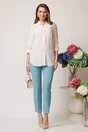 Pantaloni DY Fashion office din stofa bleu cu dunga