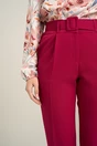Pantaloni DY Fashion office din stofa fucsia cu buzunare si curea in talie