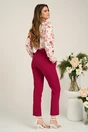 Pantaloni DY Fashion office din stofa fucsia cu buzunare si curea in talie