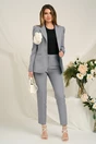 Pantaloni DY Fashion office din stofa gri cu dunga