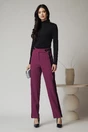 Pantaloni DY Fashion office din stofa magenta cu vipusca din catifea, 3, dyfashion.ro