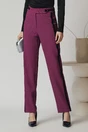 Pantaloni DY Fashion office din stofa magenta cu vipusca din catifea, 1, dyfashion.ro