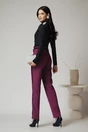 Pantaloni DY Fashion office din stofa magenta cu vipusca din catifea, 2, dyfashion.ro