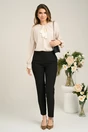 Pantaloni DY Fashion office din stofa negri cu dunga