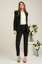 Pantaloni DY Fashion office din stofa negri cu dunga