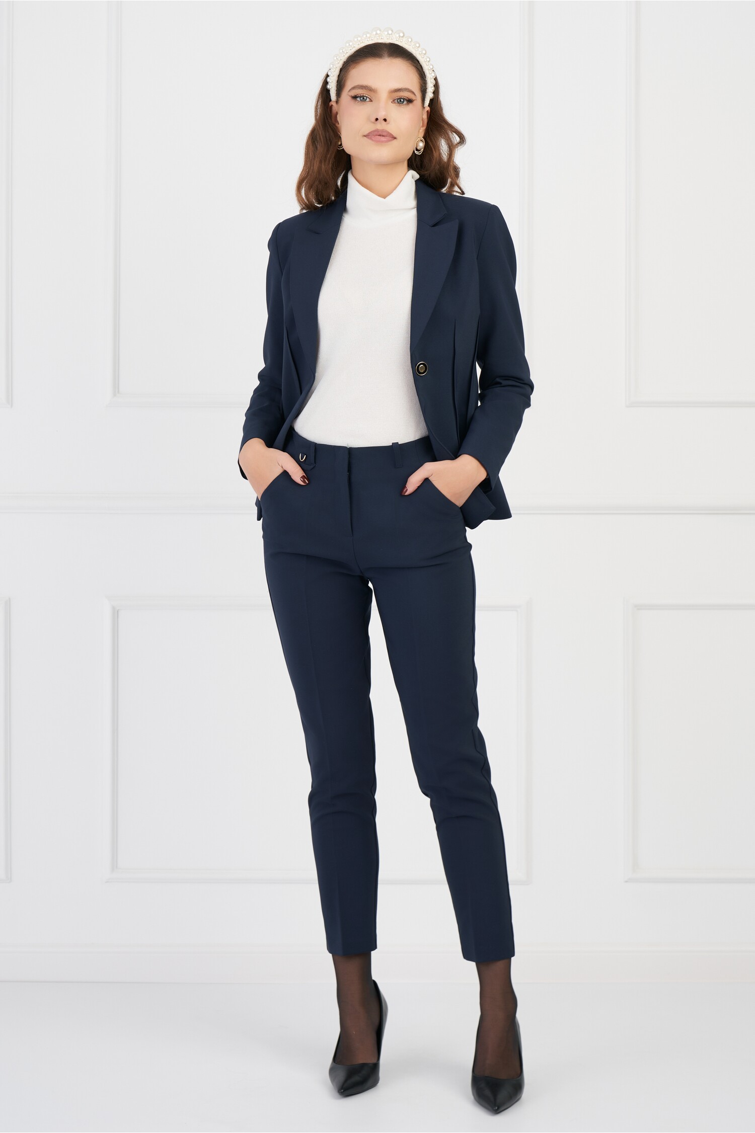 Pantaloni Judy office bleumarin