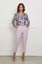 Pantaloni Marcy lila cu aplicatie petrecuta si catarama metalica
