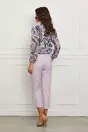 Pantaloni Marcy lila cu aplicatie petrecuta si catarama metalica