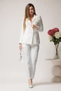 Pantaloni Moze office conici din stofa alba