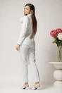 Pantaloni Moze office conici din stofa alba