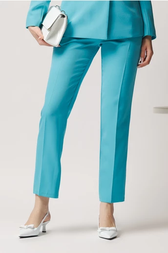 Pantaloni Moze office conici din stofa bleu