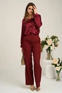 Pantaloni Moze office din stofa bordo cu croi lejer