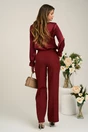 Pantaloni Moze office din stofa bordo cu croi lejer