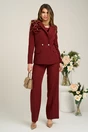 Pantaloni Moze office din stofa bordo cu croi lejer