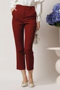 Pantaloni Moze office din stofa bordo cu dunga si buzunare