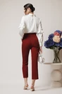 Pantaloni Moze office din stofa bordo cu dunga si buzunare