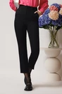 Pantaloni Moze office din stofa negri cu dunga si buzunare