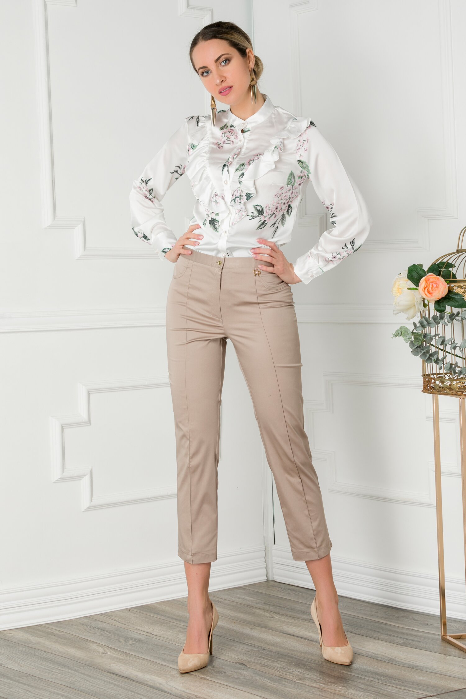 Pantaloni office bej