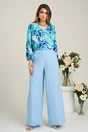Pantaloni office din stofa bleu evazati