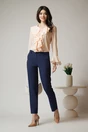Pantaloni office din stofa bleumarin simpli cu buzunare
