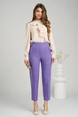 Pantaloni office din stofa mov cu buzunare
