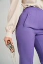 Pantaloni office din stofa mov cu buzunare