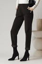 Pantaloni office din velur maro cu nasturi la buzunare
