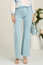 Pantaloni office din viscoza bleu evazati