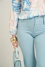 Pantaloni office din viscoza bleu evazati