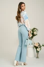 Pantaloni office din viscoza bleu evazati