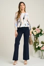 Pantaloni office din viscoza bleumarin evazati