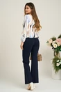 Pantaloni office din viscoza bleumarin evazati