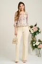 Pantaloni office din viscoza ivory evazati