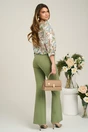 Pantaloni office din viscoza verzi evazati