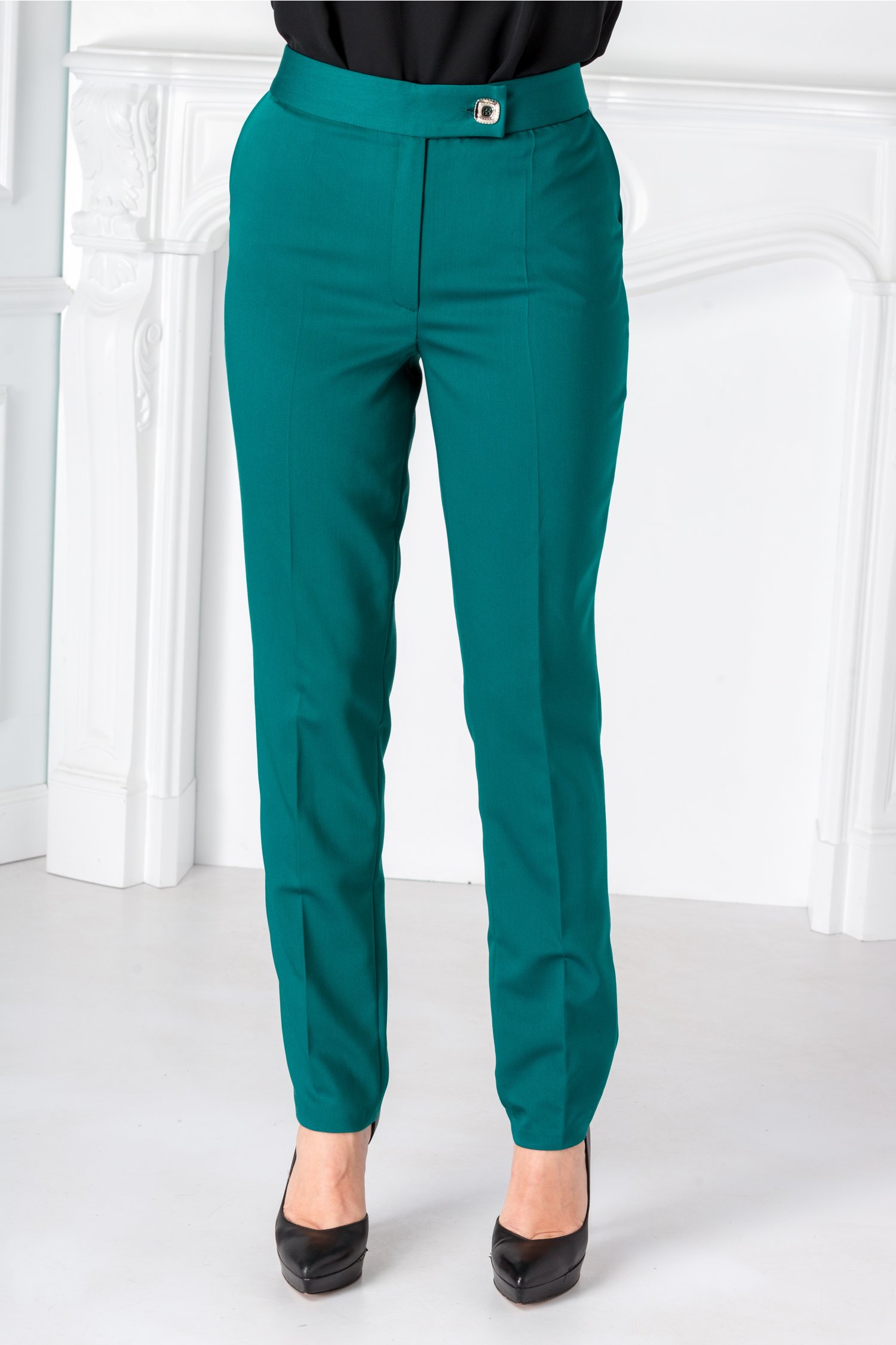 Pantaloni Selena office turcoaz