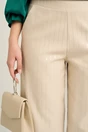 Pantaloni smart-casual din viscoza bej cu paiete