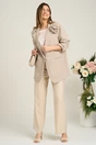 Pantaloni smart-casual din viscoza bej cu paiete