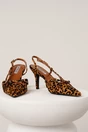 Pantofi eleganti din piele ecologica animal print cu barete si catarame