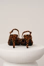 Pantofi eleganti din piele ecologica animal print cu barete si catarame