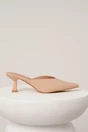 Pantofi eleganti din piele ecologica bej decupati la spate