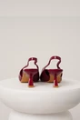 Pantofi eleganti din piele ecologica bordo cu decupaj la spate si bareta