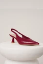 Pantofi eleganti din piele ecologica bordo cu decupaj la spate si bareta