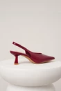 Pantofi eleganti din piele ecologica bordo cu decupaj la spate si bareta